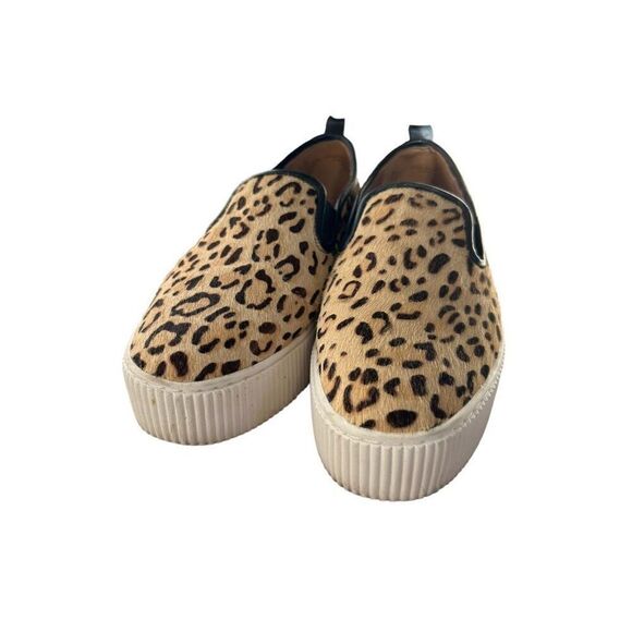 Halogen Animal Print Calf Hair Leopard Chunky Platform Slip On Leather Size 5 M - Picture 3 of 11